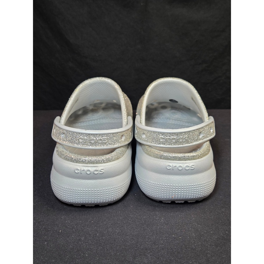 Crocs Classic Glitter Platform Clogs Silver Kids J5 Jibbitz Charms 207834 - Picture 4 of 8